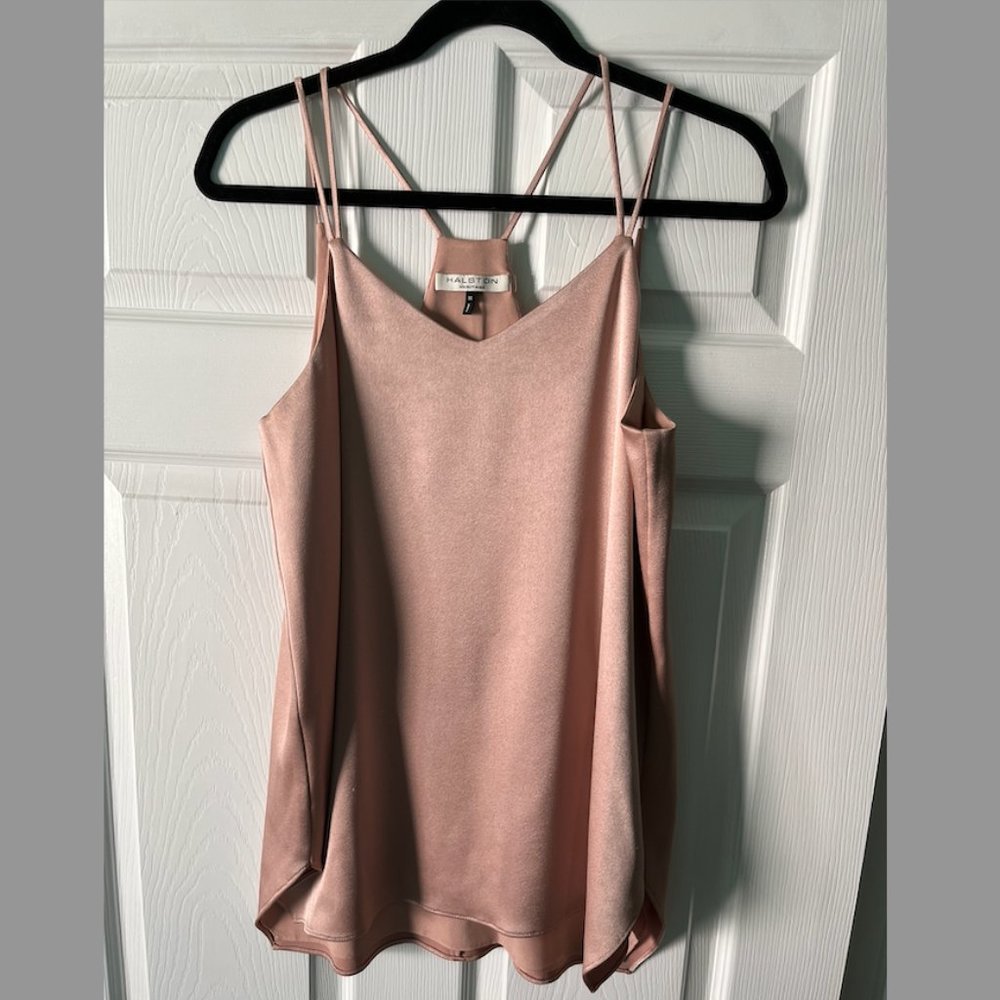 Halston Heritage Vintage Primrose Silky Satin Camisole Tank